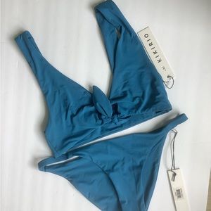NWT KIKIRIO Blue 2 Piece Bathing Suit- Small
